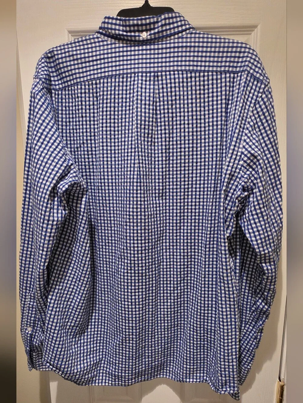J. Crew Men’s Navy and White Gingham Button-Down Shirt